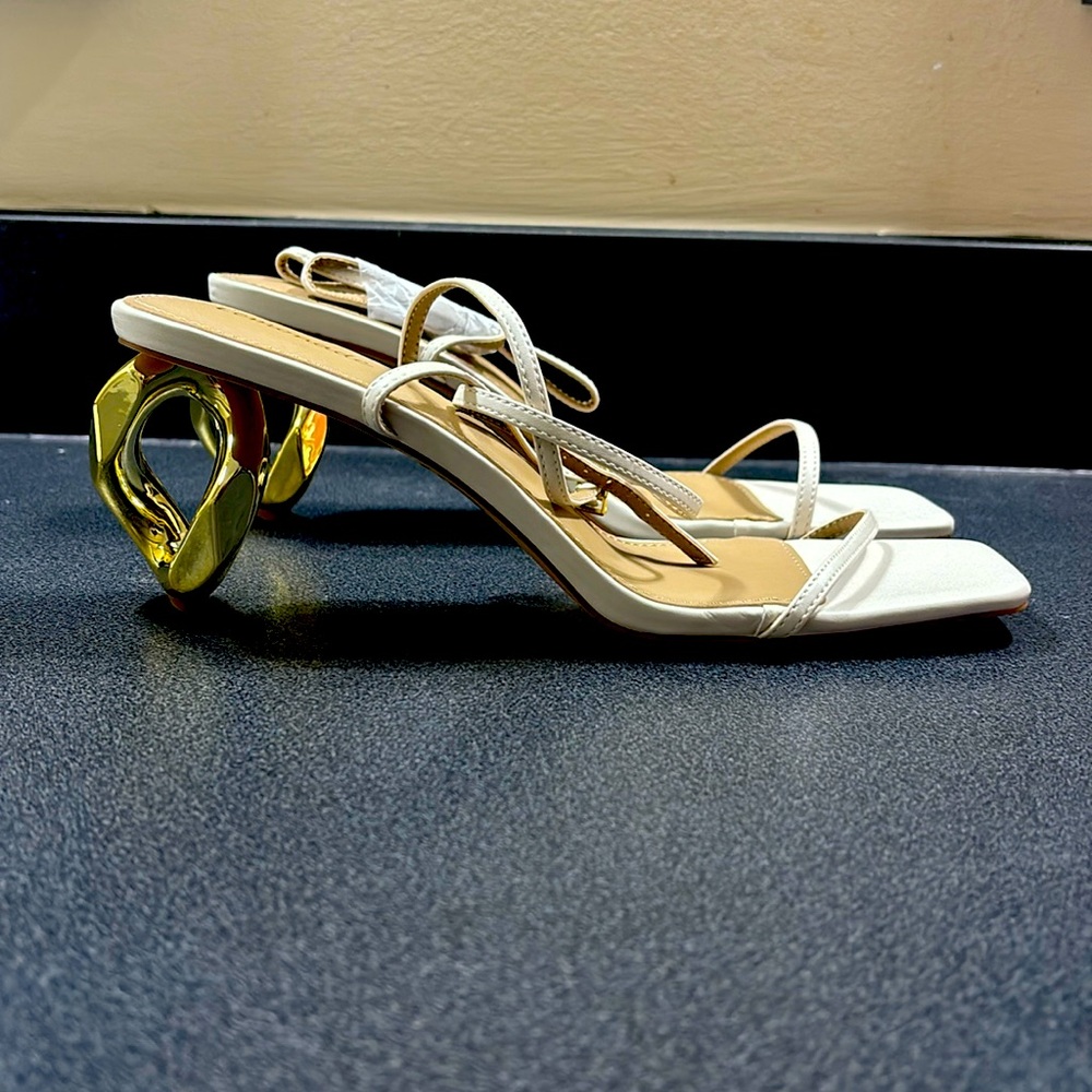 Off white gold heel sandal